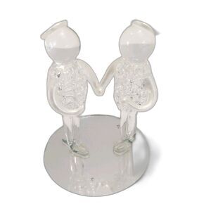 Small Blown Crystal Glass Friendship Figurine 3" Tall #B082